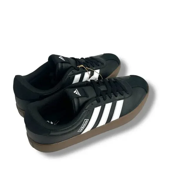 NEW Adidas Women's VL Court 3.0 Sneakers Size 8 Black Leather Low Top Casual - Picture 12 of 13
